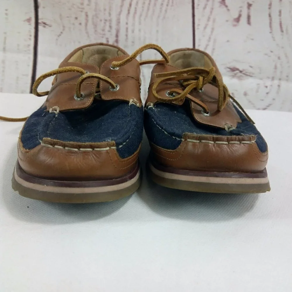 NAUTICA Men’s Size 13 Leather Canvas Boat Shoes